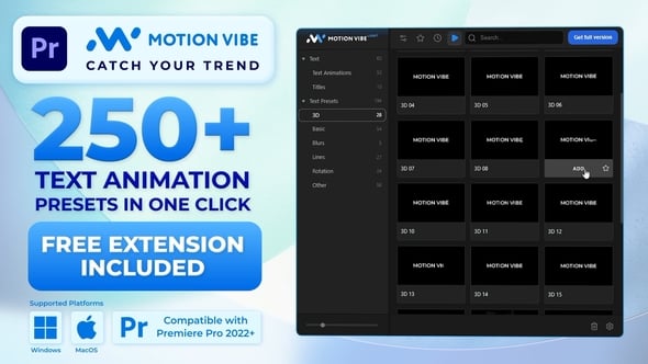 250+ Text Animation Presets Pack | Free Extension for Premiere Pro Included