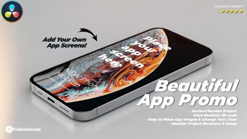Beautiful Promotional App - Phone Mockup Video for Davinci Resolve