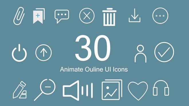 30 Outline Animated  UI Icons