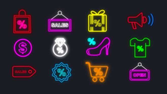 Black Friday Neon Icons