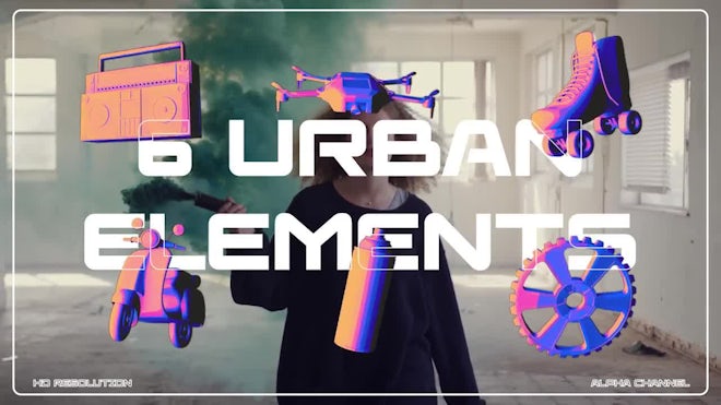 Pack Of 6 Funky Urban Elements On Alpha