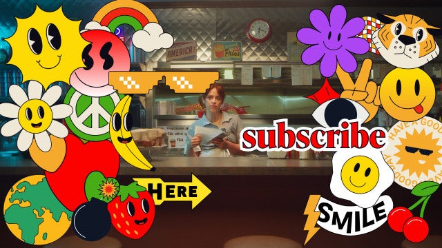 Pack Of 30 Happy Cartoon Stickers On Alpha