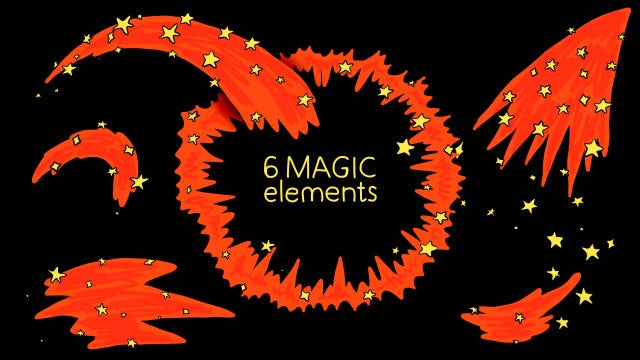 Pack Of 6 Red Cartoon Magic Effects On Alpha