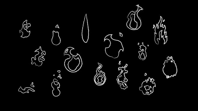 Pack Of 15 Sketch Fire Elements On Alpha