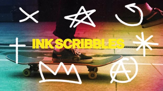 Pack Of 27 Animated Scribbles Elements On Alpha