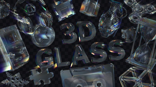 Pack Of 66 3D Dispersion Glass Letters And Elements On Alpha