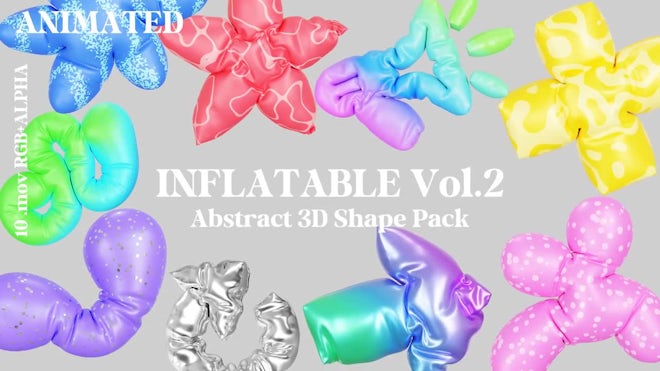 Pack Of 10 Inflatable Playful 3D Shapes On Alpha
