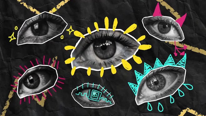 Pack Of Collage Eye Elements On Alpha