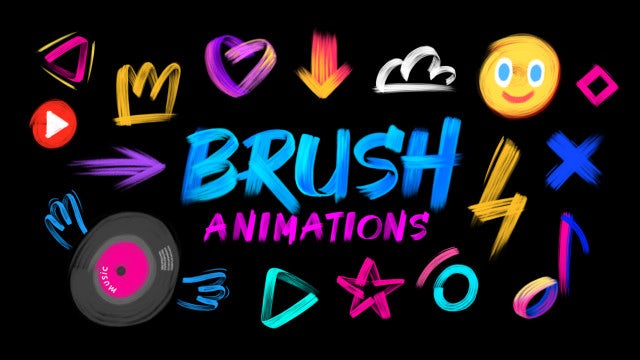 Pack Of 23 Colorful Paintbrush Icons And Doodles On Alpha