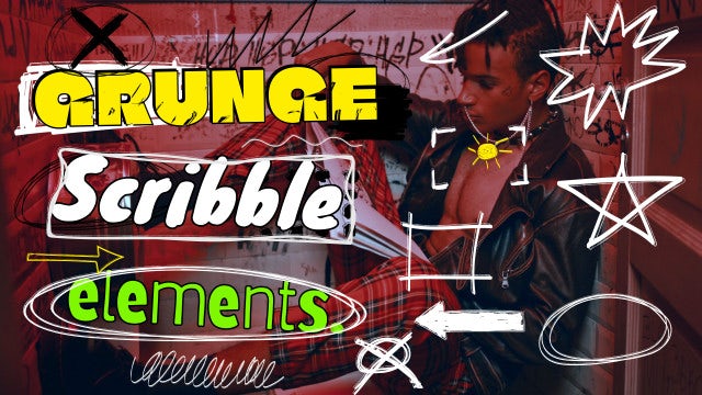 Pack Of 23 Grunge Scribble Elements On Alpha