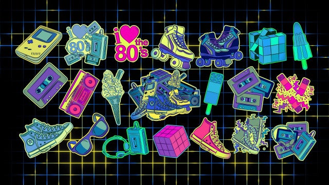 Glow In The Dark Retro Stickers Pack