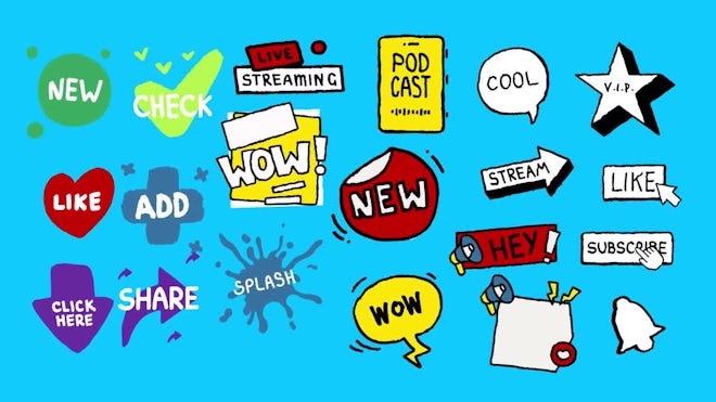 Pack Of 20 Social Media Graphic Elements On Alpha