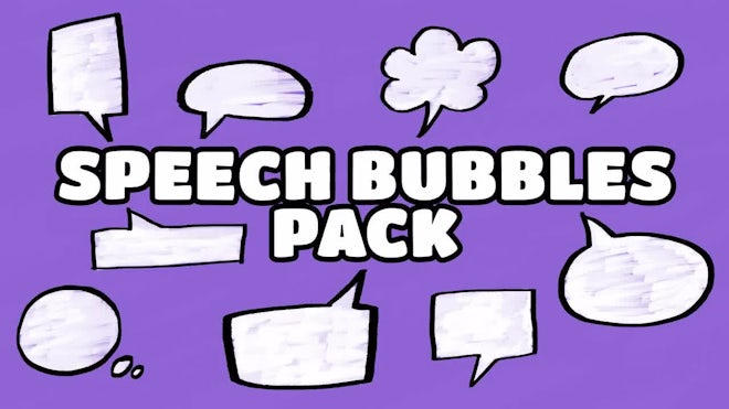 Pack Of 12 Hand-Drawn Speech Bubbles On Alpha