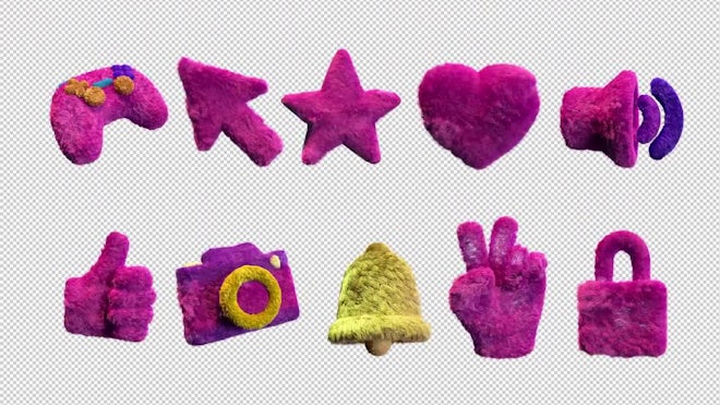 Pack Of 19 Pink Plush Social Media Icons Alpha Loop