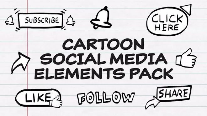 Pack Of 8 Cartoon Social Media Elements On Alpha